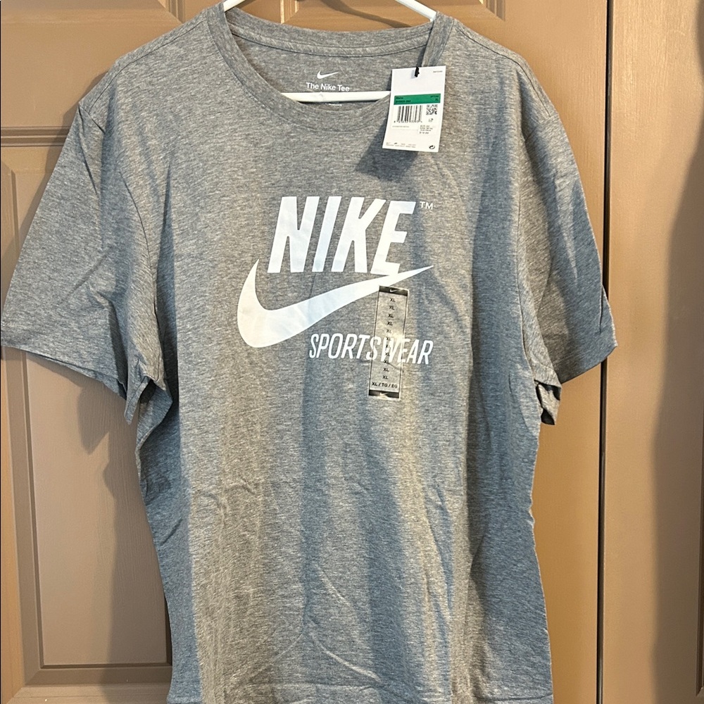 Nike Grey Heather Logo T-Shirt with White Swoosh
